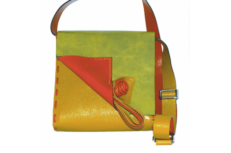 Real leather hand bag - model:Cartella Rosaspiga